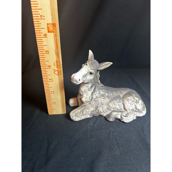 Nativity Donkey Figurine Ceramic Lying Down Rustic Christmas‎ Decor - Picture 6 of 8